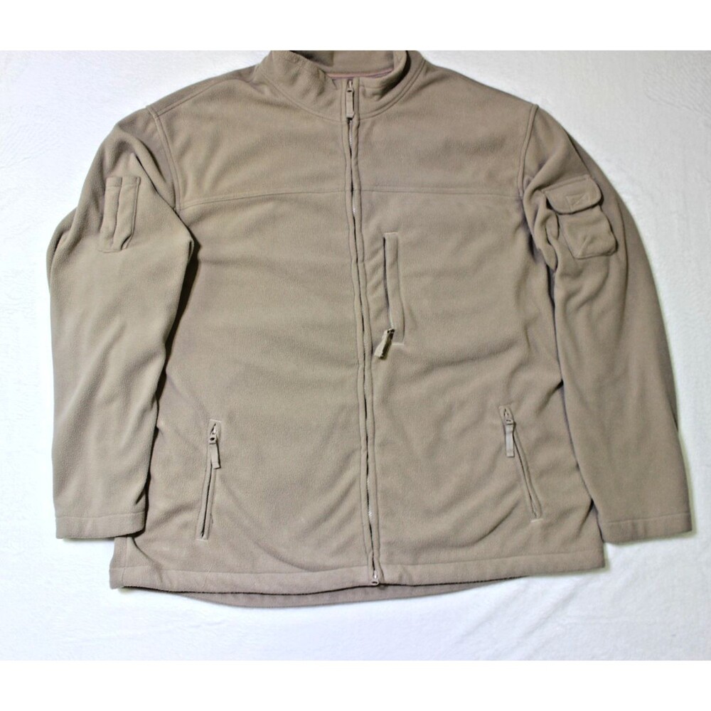 Duluth Trading Co Mens 2XLT Fleece Jacket Full Zip Beige Outdoor Workwear Tall